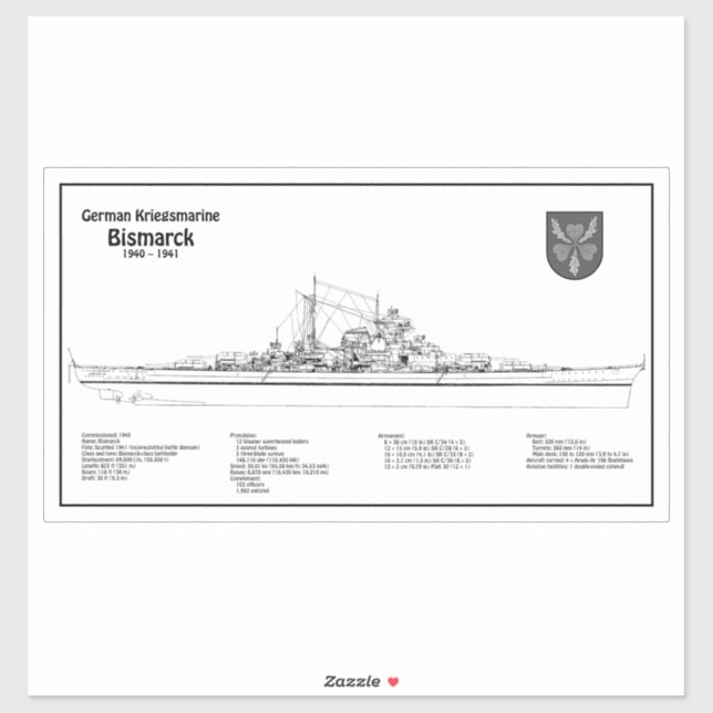 Bismarck - Battleship Blueprint Plans BD (Sheet)