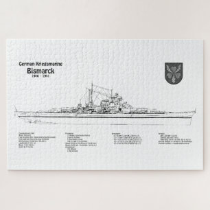 Bismarck - Battleship Blueprint Plans BD Jigsaw Puzzle