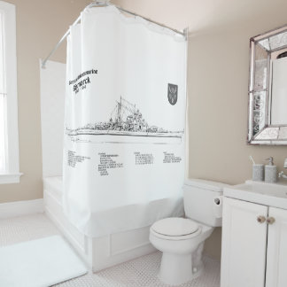 Bismarck - Battleship Blueprint Plans BD Shower Curtain