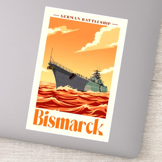 Bismarck German Battleship - Vintage Naval Poster (Bismarck German Battleship - Vintage Naval Poster. Sticker)
