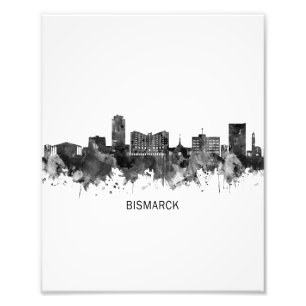 Bismarck North Dakota Skyline BW Photo Print