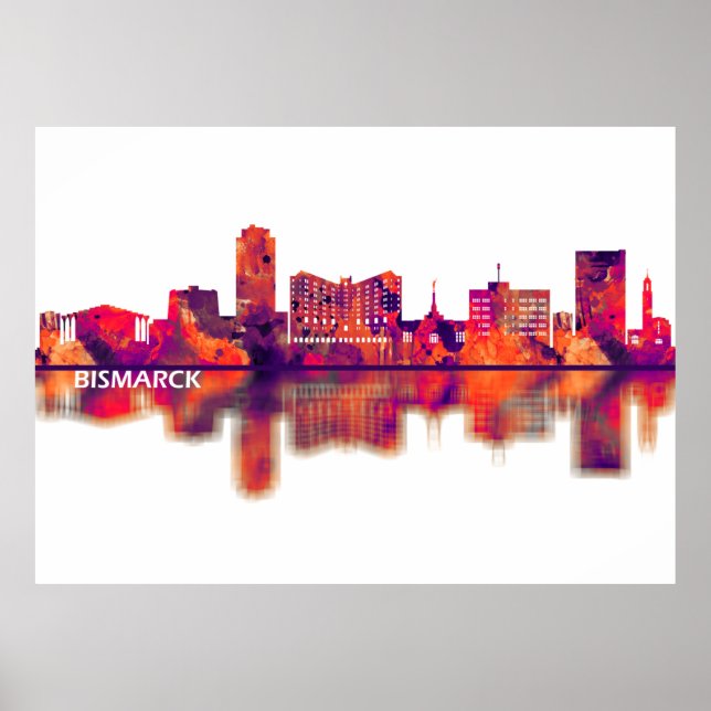 Bismarck North Dakota Skyline Poster (Front)