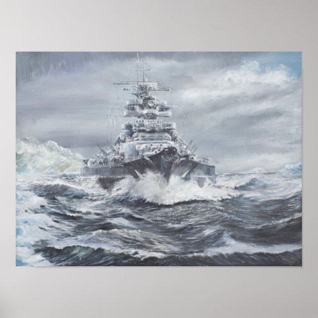 Bismarck off Greenland coast 1900hrs 23rdMay Poster (Front)