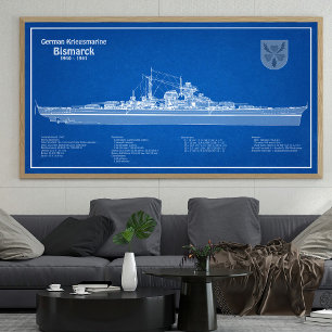 Bismarck - Ship Blueprint Plans ABD Photo Print