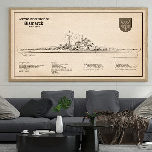 Bismarck - Ship Blueprint Plans SD Poster
