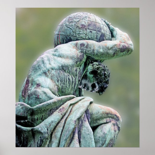 Bismarck Statue, Berlin, Greek God Atlas, Green Ba Poster (Front)