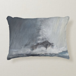 Bismarck through curtains of rain sleet decorative cushion