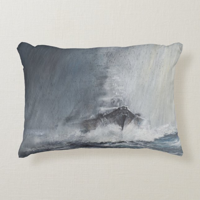 Bismarck through curtains of rain sleet decorative cushion (Front)