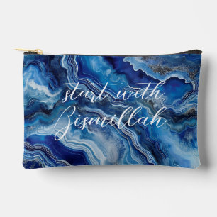 Bismillah Alhamdullilah Blue Agate Accessory Pouch