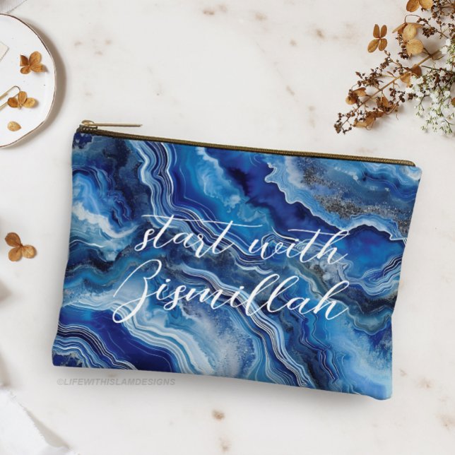Bismillah Alhamdullilah Blue Agate Accessory Pouch (Creator Uploaded)