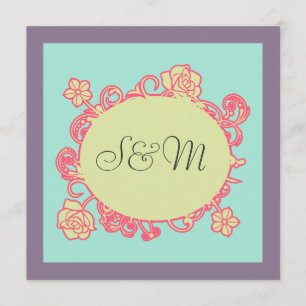 Bismillah flower Islamic wedding invitation katb