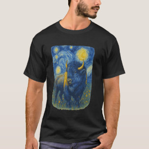 Bison American Buffalo Van Gogh Starry Night T-Shirt