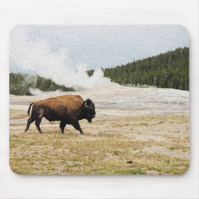 Bison and Old Faithful Mouse Pad (Front)