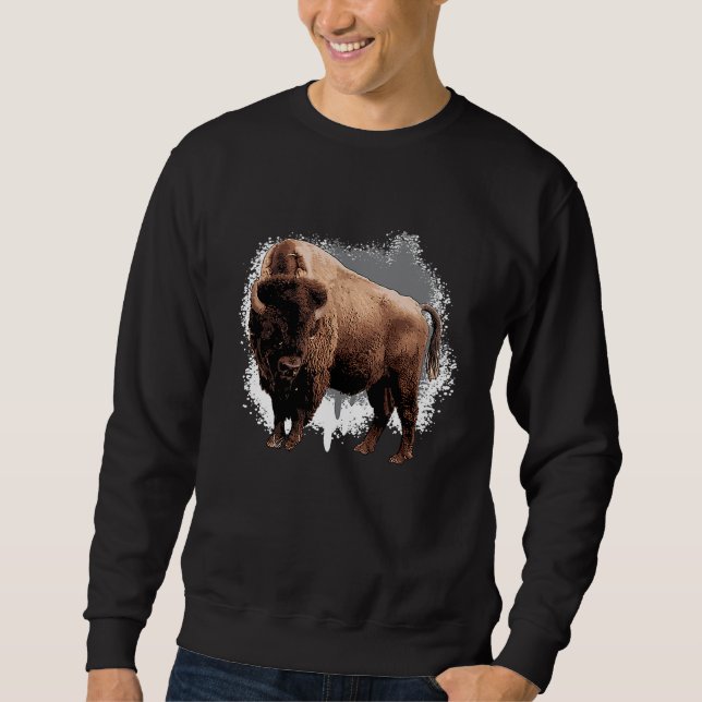 Bison Animal Wildlife American Bison Sweatshirt (Front)