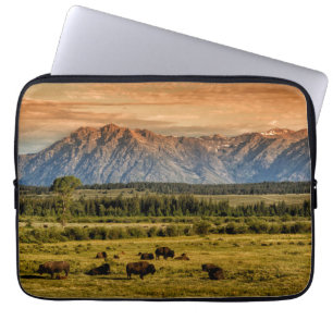 Bison at Sunrise Laptop Sleeve