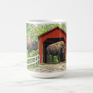 Bison At The Covered Bridge Coffee Mug
