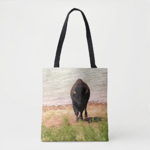 Bison At The Water Tote Bag