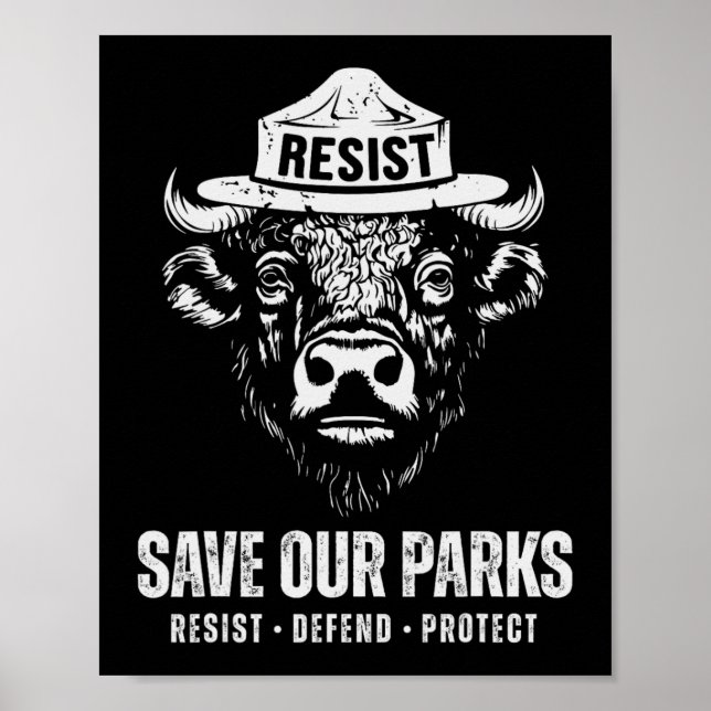 Bison Bear Save Our Park Anti Trump Men Women Camp Poster (Front)
