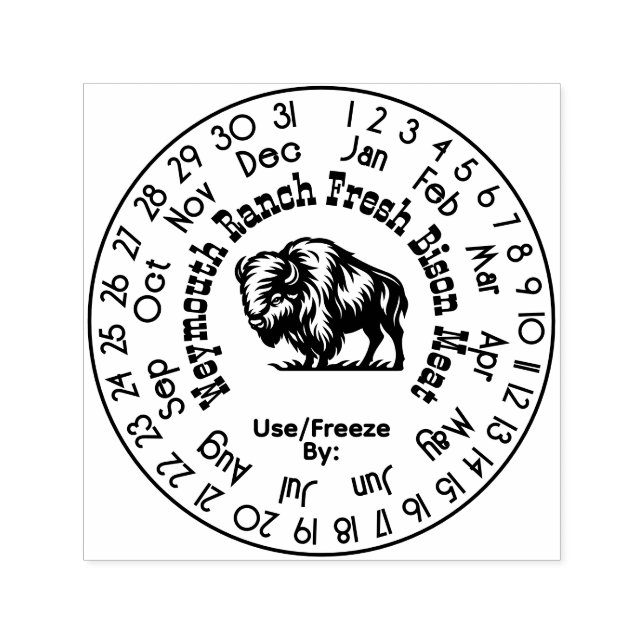 Bison Beef Perpetual Calendar Freshness Date #3S Self-inking Stamp (Design)