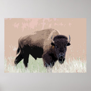 Bison Buffalo American Artwork Poster