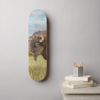 Bison Buffalo Art Skateboard