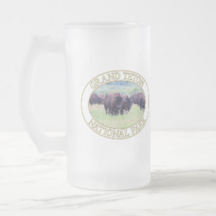 Bison / Buffalo at Grand Teton National Park in WY Frosted Glass Beer Mug