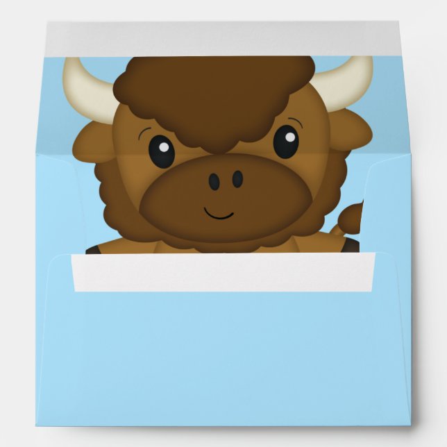 Bison Buffalo Baby Shower Blue Envelope (Back (Bottom))