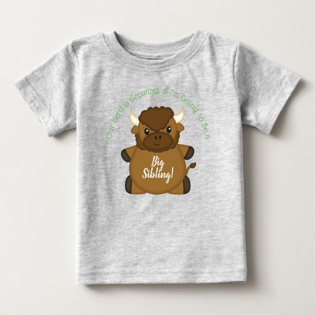 Bison Buffalo Baby Shower Green Baby T-Shirt (Front)