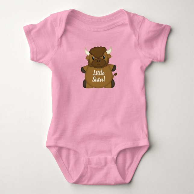 Bison Buffalo Baby Shower Pink Bodysuit (Front)