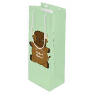 Bison Buffalo Baby Shower Wine Gift Bag