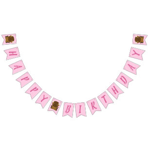 Bison Buffalo Birthday Party Pink Bunting