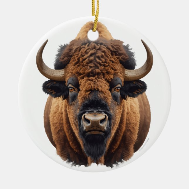 Bison / Buffalo Ceramic Ornament (Front)
