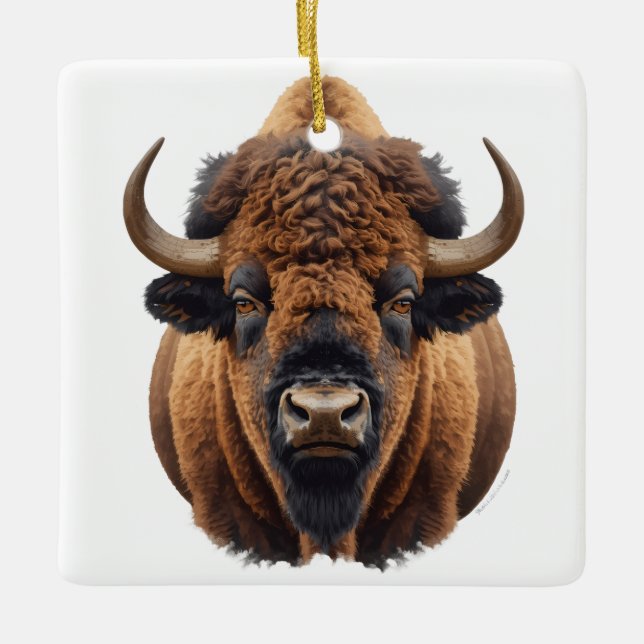 Bison / Buffalo Ceramic Ornament (Front)