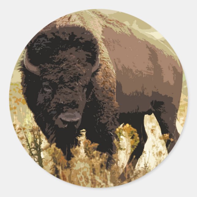 Bison / Buffalo Classic Round Sticker (Front)