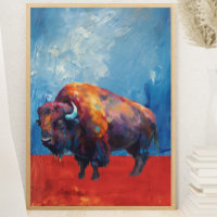 Bison Buffalo Colourful Abstract Modern Painting