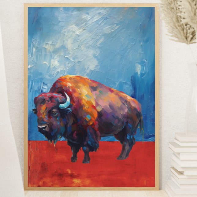 Bison Buffalo Colourful Abstract Modern Painting Poster (Creator Uploaded)