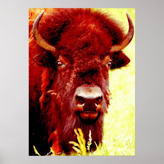 Bison Buffalo Head American Artwork Poster (Front)