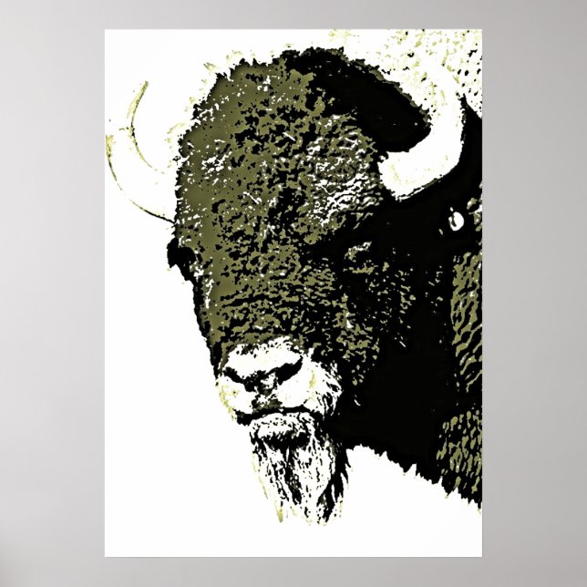 Bison Buffalo Head Artwork Poster (Front)