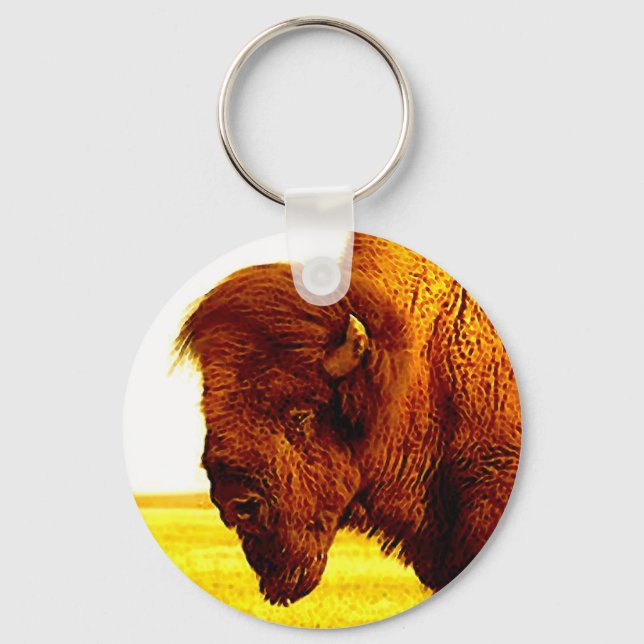 Bison / Buffalo Head Key Ring (Front)