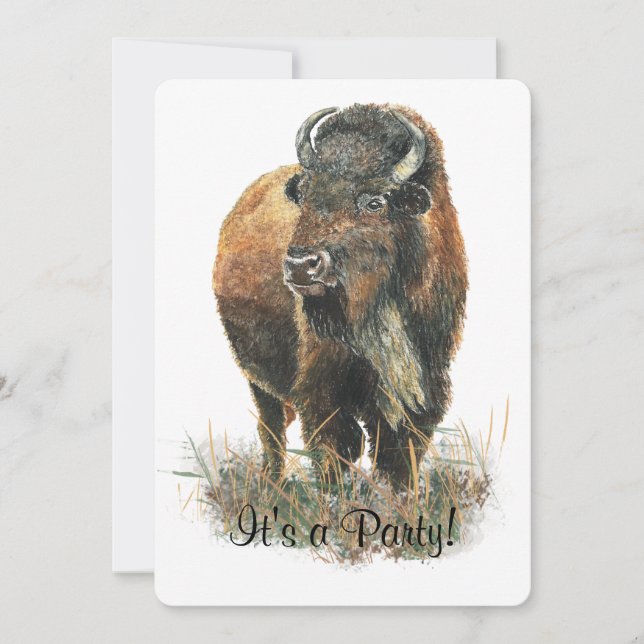 Bison Buffalo  Party Invite to Customise (Front)