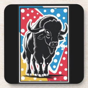 Bison - Buffalo Pop Art Vintage Retro Coaster