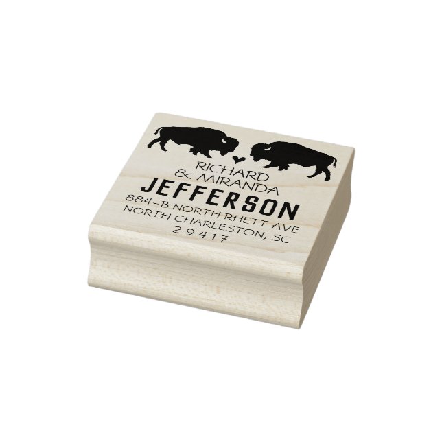 Bison Buffalo Return Address Stamp Wedding Animals (Stamp)