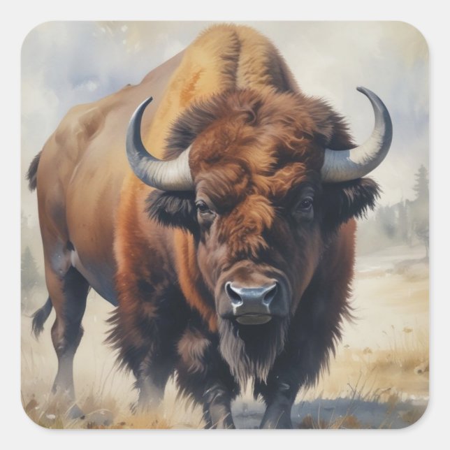 Bison / Buffalo Square Sticker (Front)