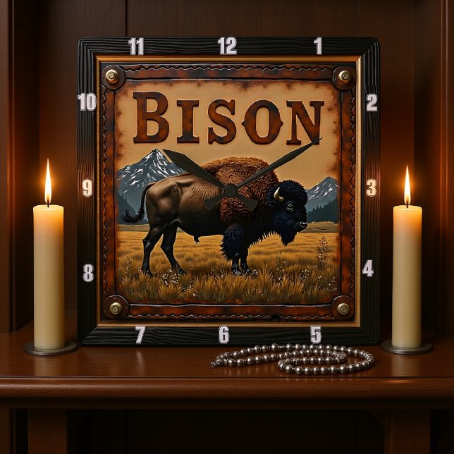 Bison Buffalo Square Wall Clock (Creator Uploaded)