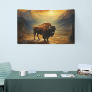 Bison Buffalo Sunset View Banner
