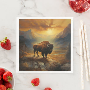 Bison Buffalo Sunset View Napkin