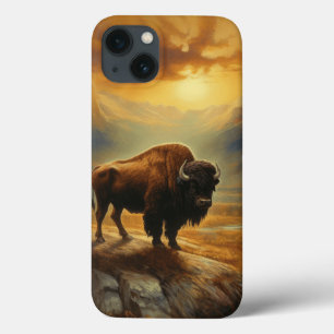 Bison Buffalo Sunset View Painting iPhone 13 Case