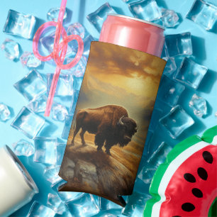 Bison Buffalo Sunset View Seltzer Can Cooler