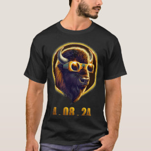 Bison Buffalo Wearing Gles Solar 2024 Eclipse T-Shirt