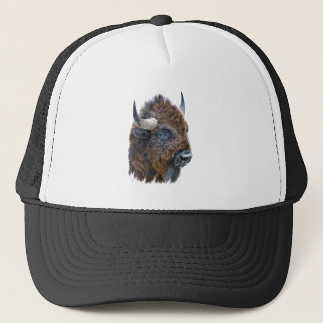 Bison Buffalo Wildlife Animal Nature  Trucker Hat (Front)